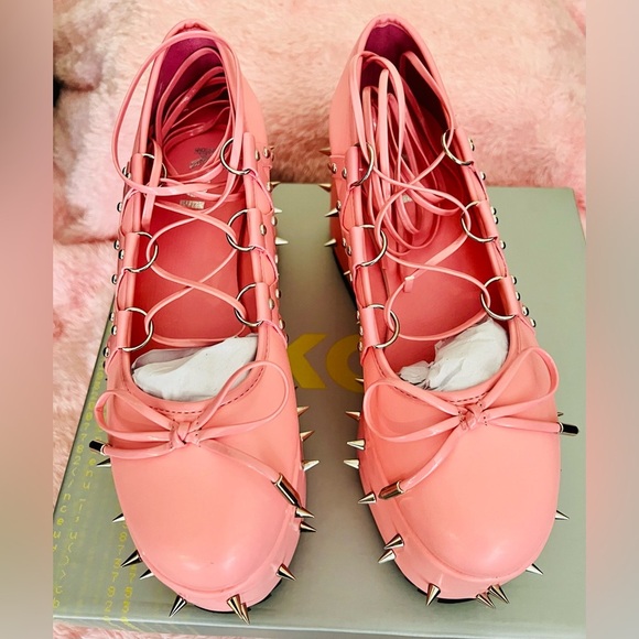 NIB Size 6 Dolls Kill KOI Footwear Zorina Lace Up Platform Ballet Shoes in Pink - Picture 1 of 10